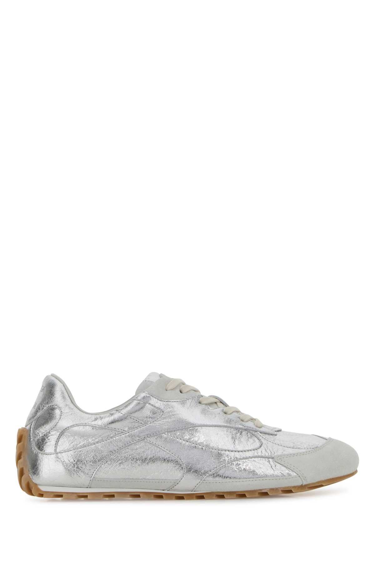 Bottega Veneta Silver Leather Orbit Flash Sneakers Size US 6 / IT 36 - 1 Thumbnail