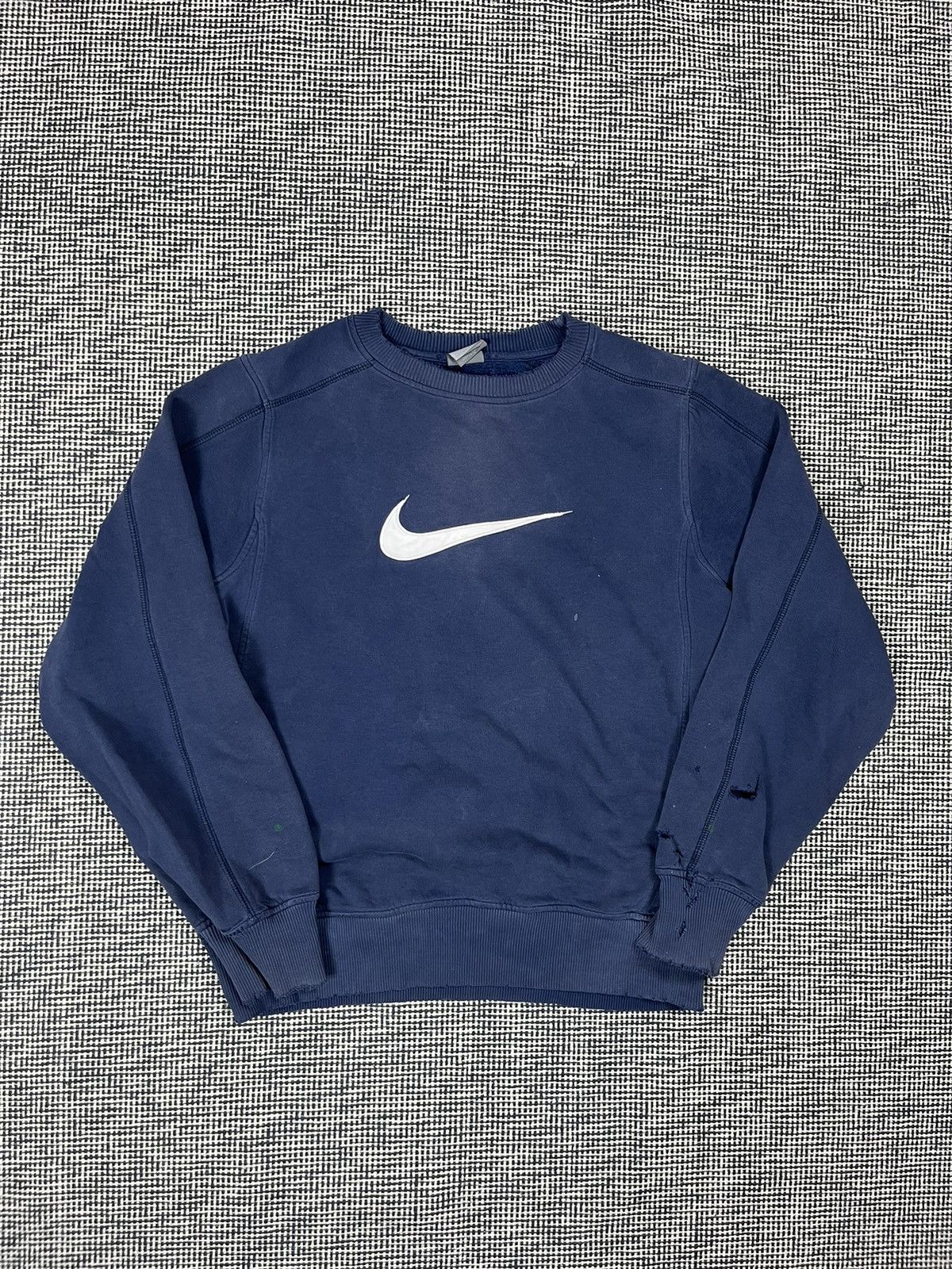 Nike × Vintage Trashed y2k Nike crewneck sweatshirt distressed destroyer Size US S / EU 44-46 / 1 - 1 Thumbnail