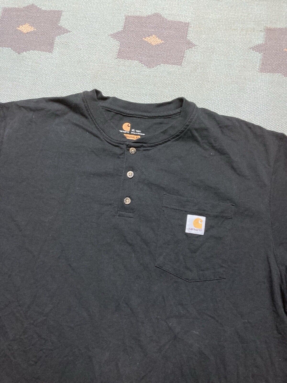 Carhartt × Vintage Carhartt Henley t shirt workwear black original fit XL tall Size US XL / EU 56 / 4 - 2 Thumbnail