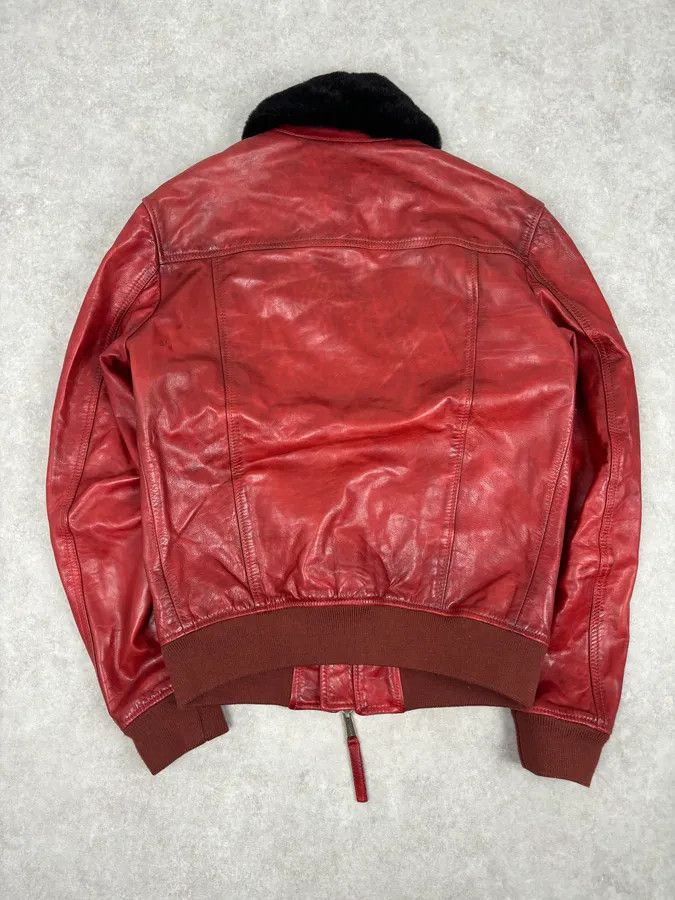 Dsquared2 AW2009 Dsquared2 Red Leather Fur Collar Jacket Size US M / EU 48-50 / 2 - 5 Thumbnail