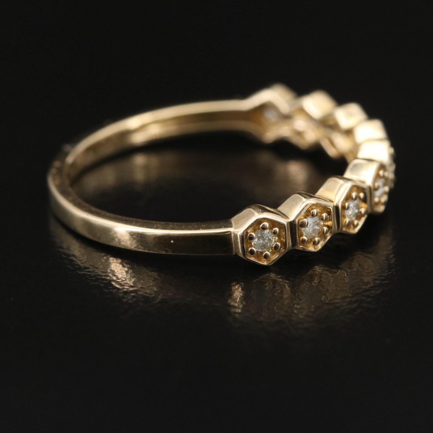 Other Vintage 10k .12 ctw Diamond Geometric Band Size ONE SIZE - 4 Thumbnail