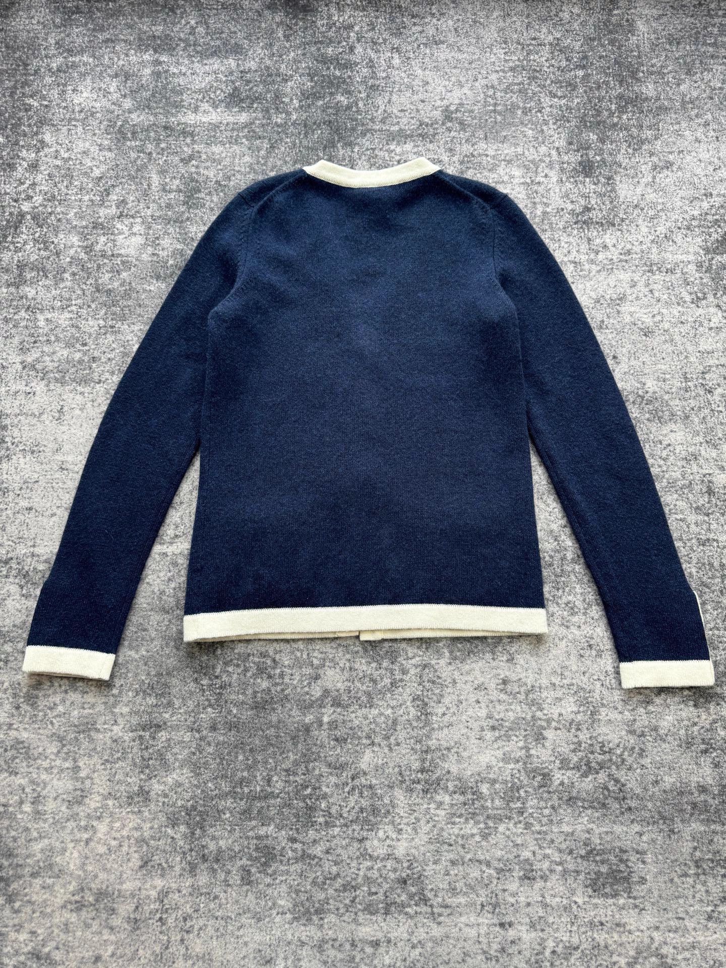 Chanel Chanel Blue White Cashmere Knit Cardigan 34 Size XXS / US 00 / IT 34 - 2 Thumbnail