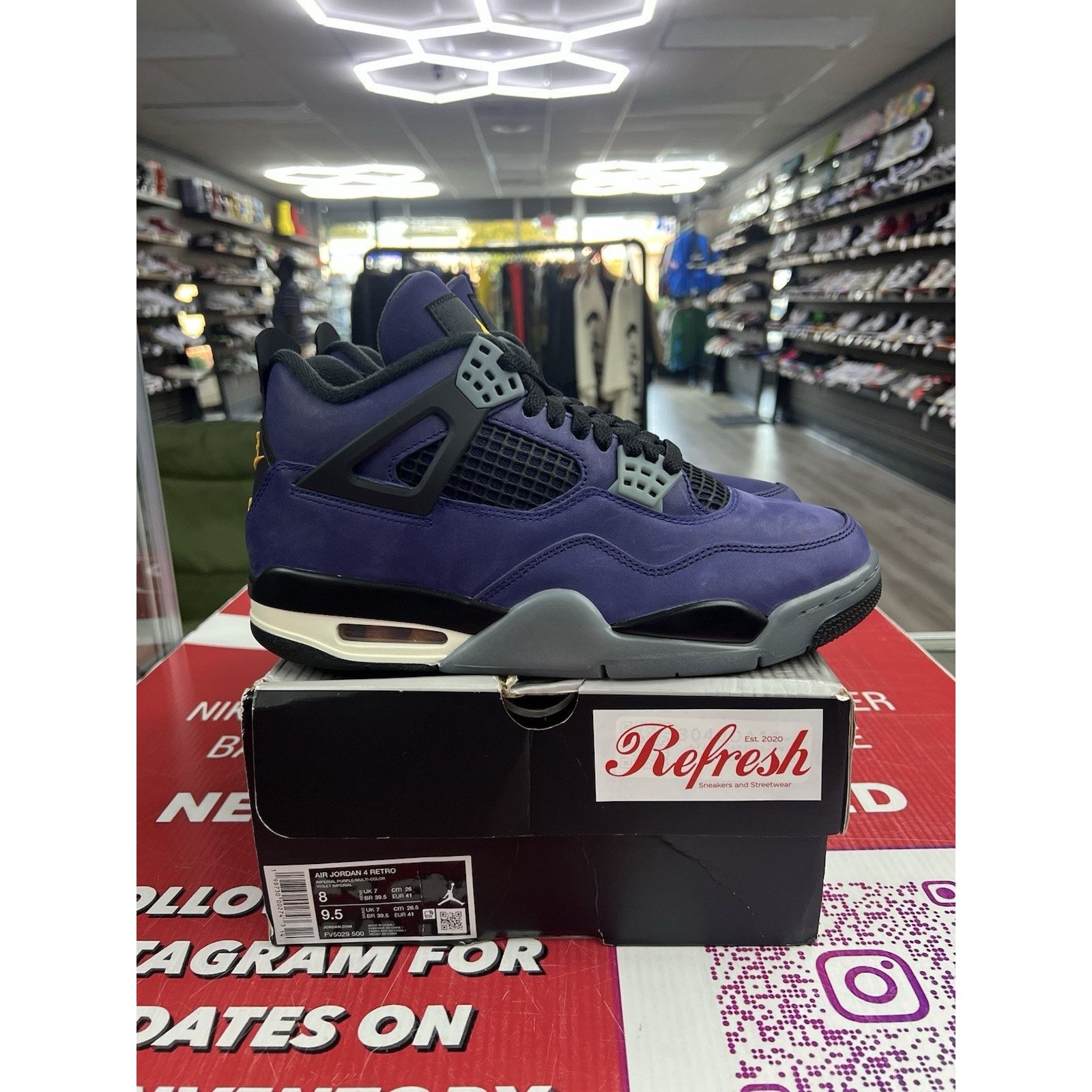 Jordan Brand Air Jordan 4 Retro Lakers Size 8 FV5029-500 Size US 8 / EU 41 - 1 Thumbnail