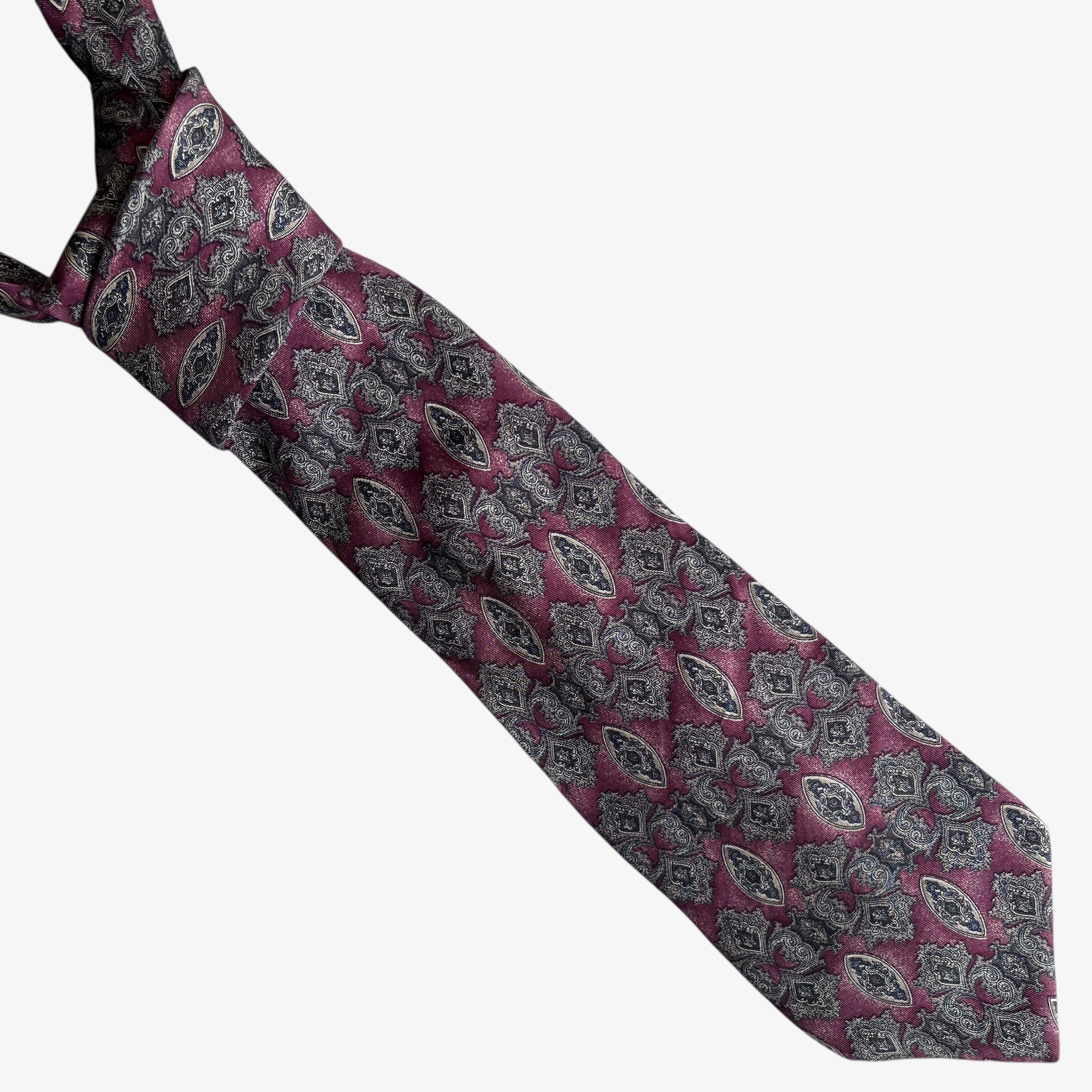 Courreges Vintage 90s Courreges Abstract Print Purple Silk Tie Size ONE SIZE - 1 Thumbnail