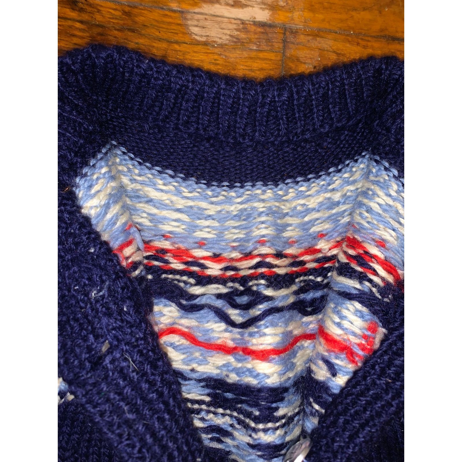 Other × Vintage Vintage Nordic Fair Isle Wool Cardigan Navy Yoke Sweater S Size S / US 4 / IT 40 - 5 Thumbnail