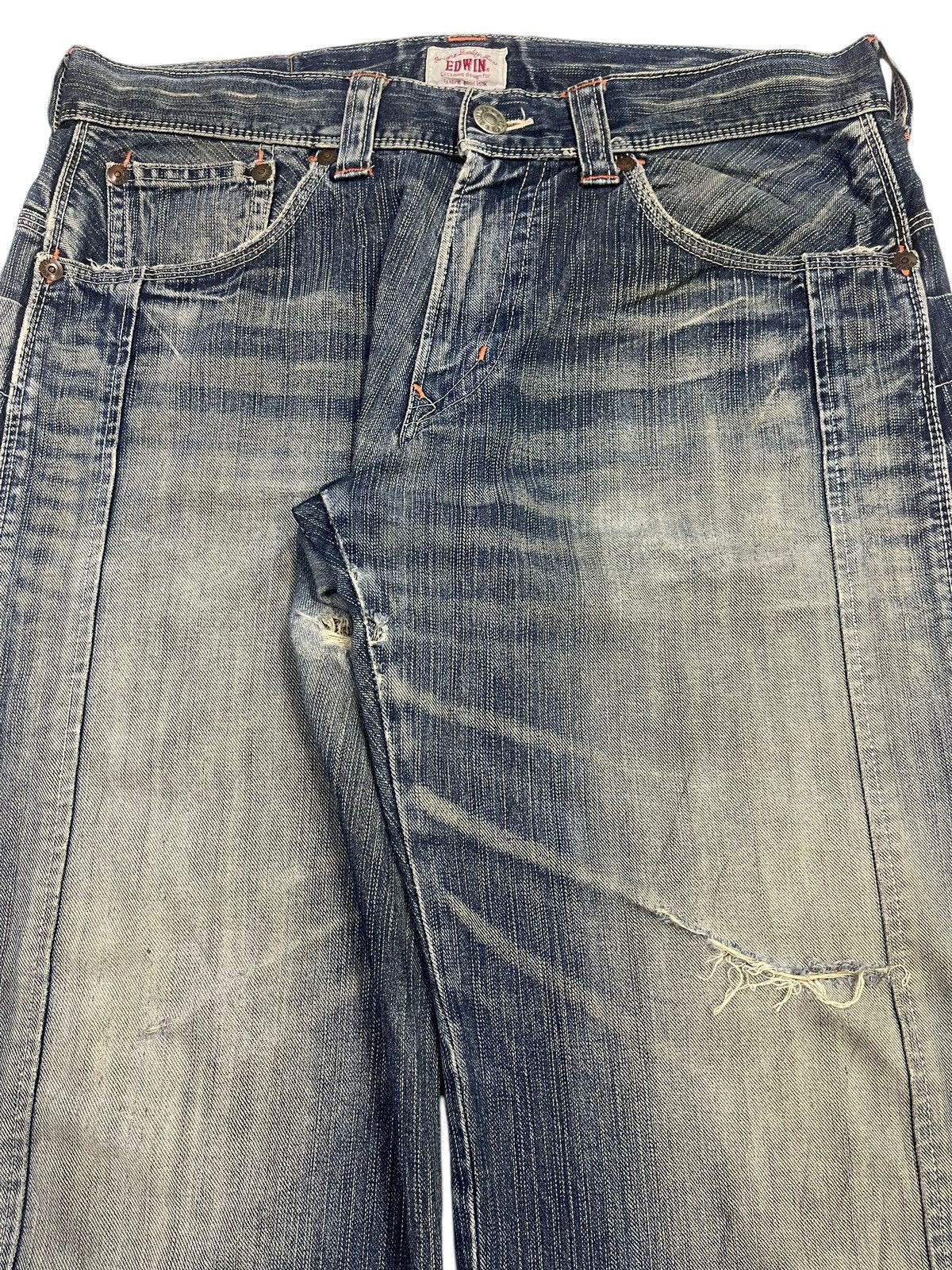 Edwin Edwin XV Exclusive Vintage Faded Wash Distress Baggy Jeans Size US 36 / EU 52 - 4 Thumbnail