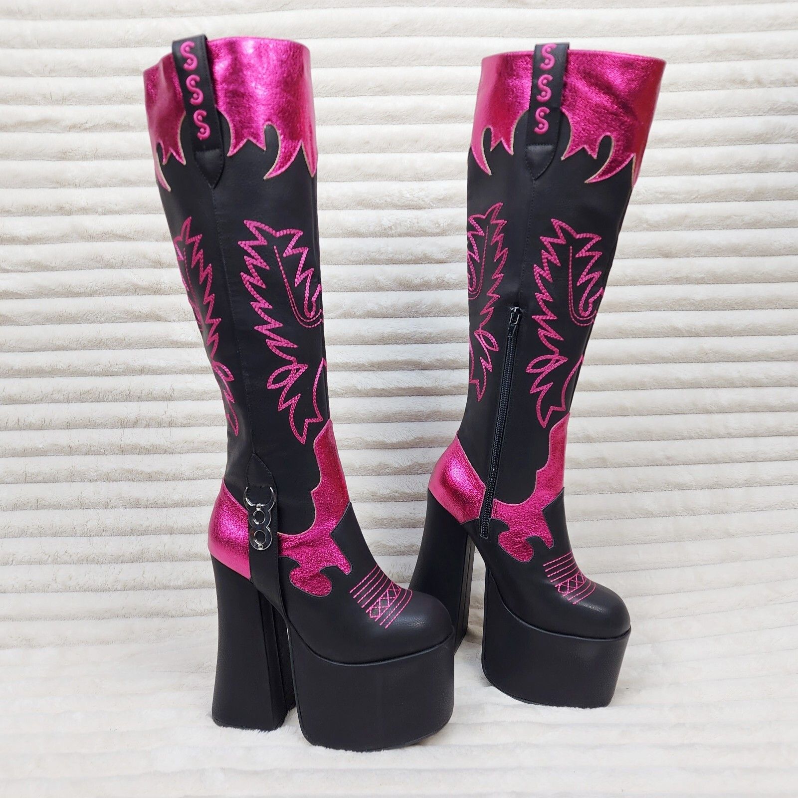 Other Free Your Mind Western Inspired Platform Chunky Heel Knee Bo Size US 10 / IT 40 - 3 Thumbnail