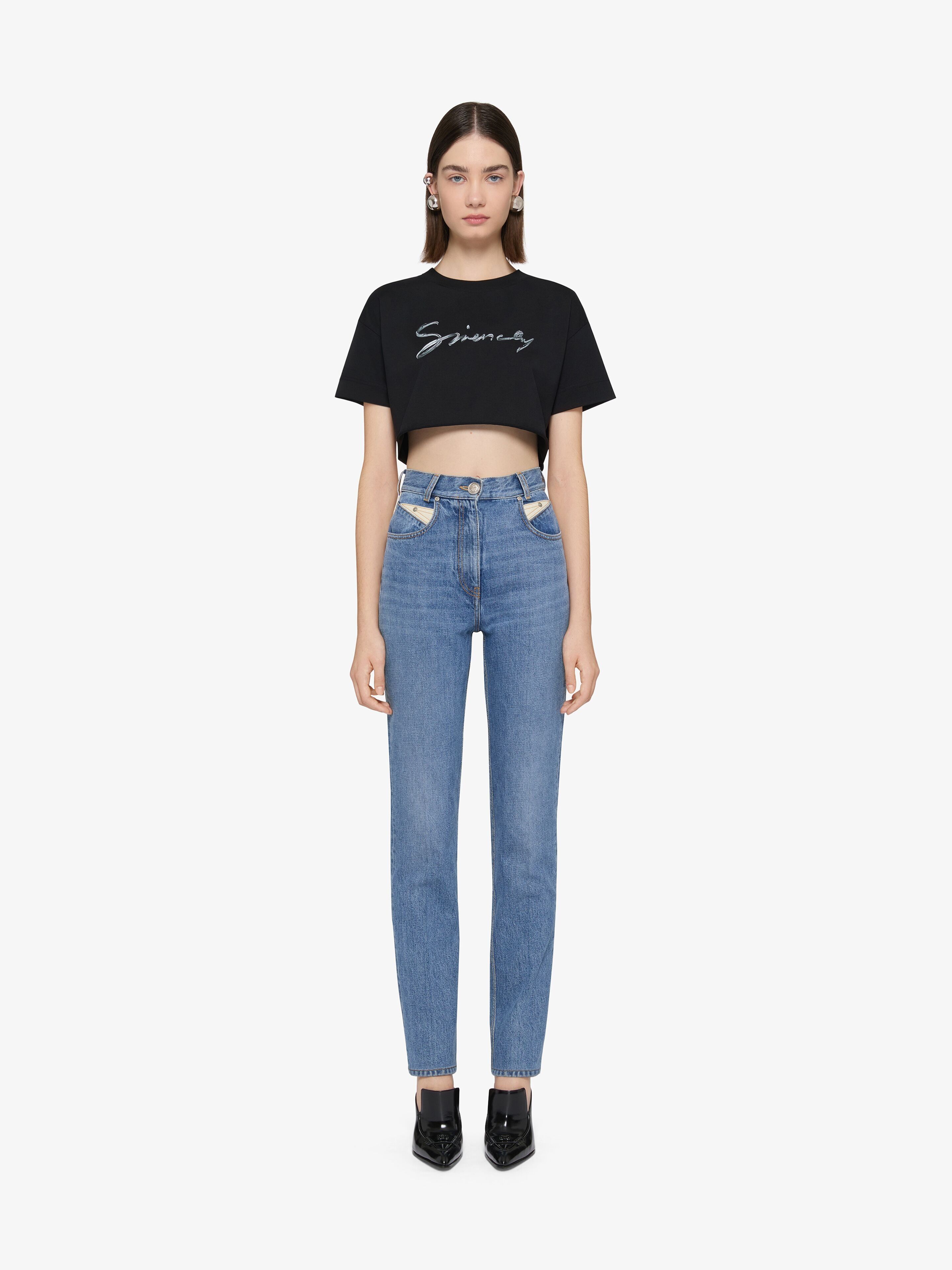 Givenchy oc11z0725 Cropped T-Shirt in Black Size XS / US 0-2 / IT 36-38 - 2 Thumbnail