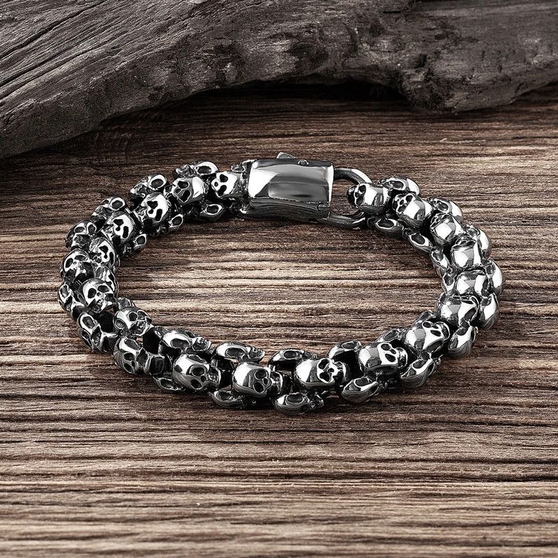 Other Punk Rock Gothic Skull Link Chain Bracelet Bangles Gift Size ONE SIZE - 2 Thumbnail