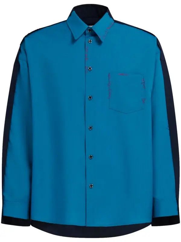Marni o1w1db10125 Wool Shirt in Blue Size US S / EU 44-46 / 1 - 1 Thumbnail