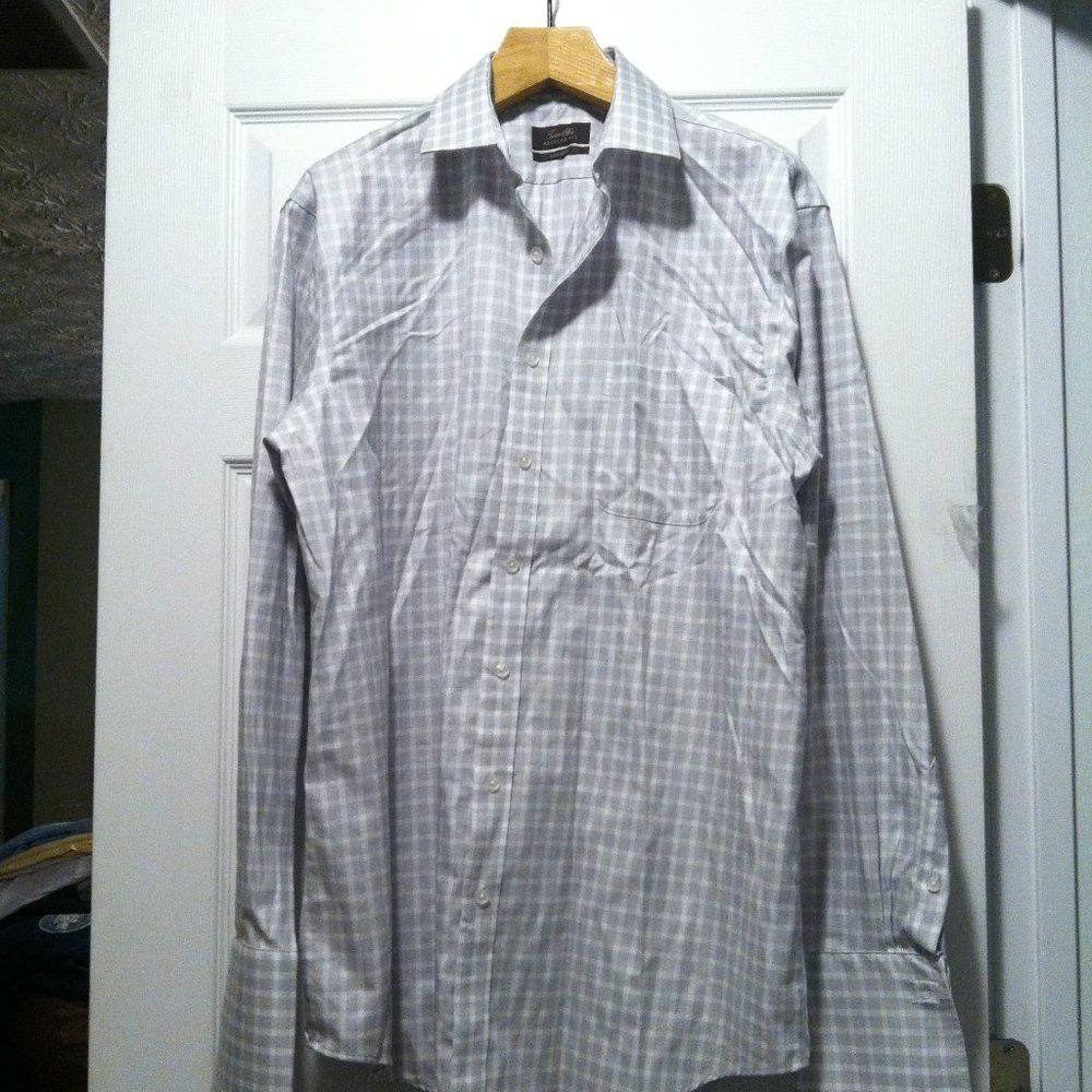 Tasso Elba TASSO ELBA MEN'S 100%COTTON DRESS SHIRT SIZE: 17/36-37 Size US XL / EU 56 / 4 - 4 Thumbnail