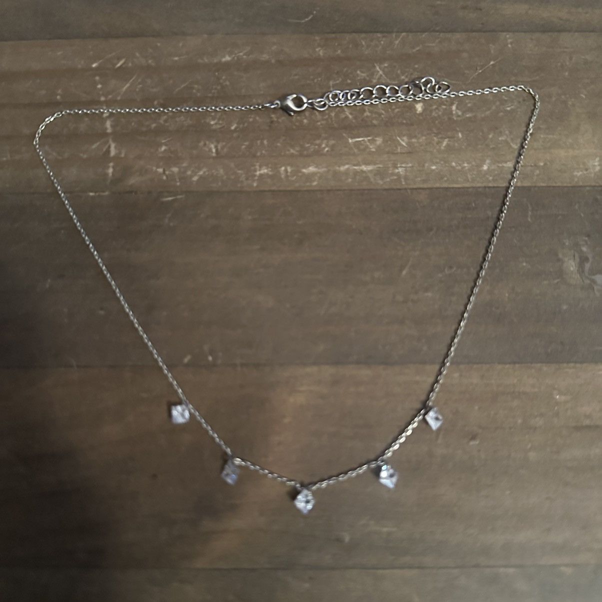 Other Dainty silver tone princess cut crystal dangle necklace Size ONE SIZE - 2 Thumbnail