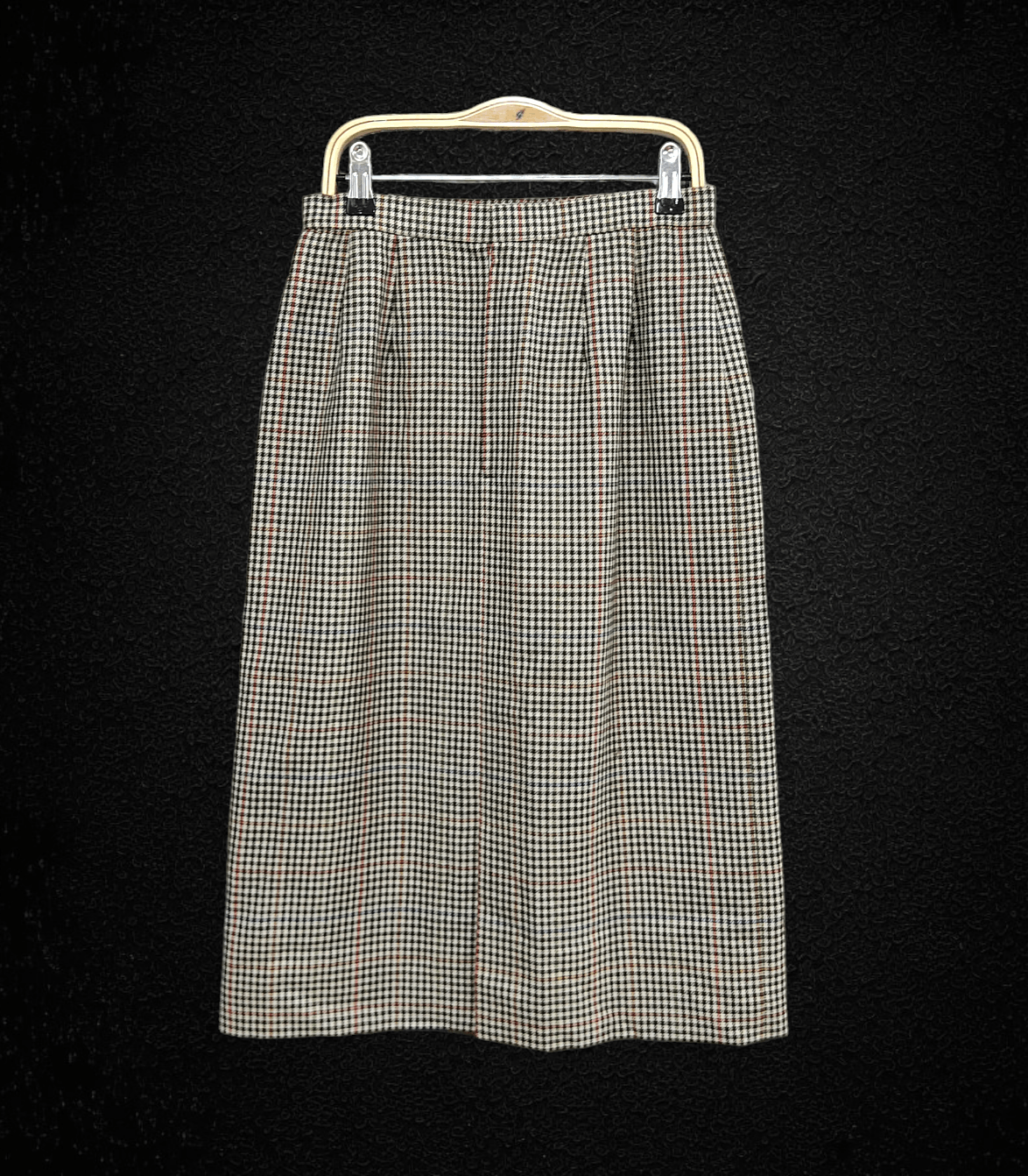 BURBERRYS Vintage 80s Plaid Brown Wool Midi Skirts