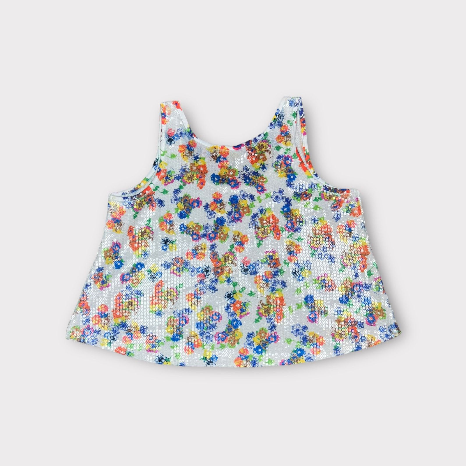 Vintage Material Girl | Vintage Y2K Floral Sequin Tank Top | Medium Size M / US 6-8 / IT 42-44 - 2 Thumbnail