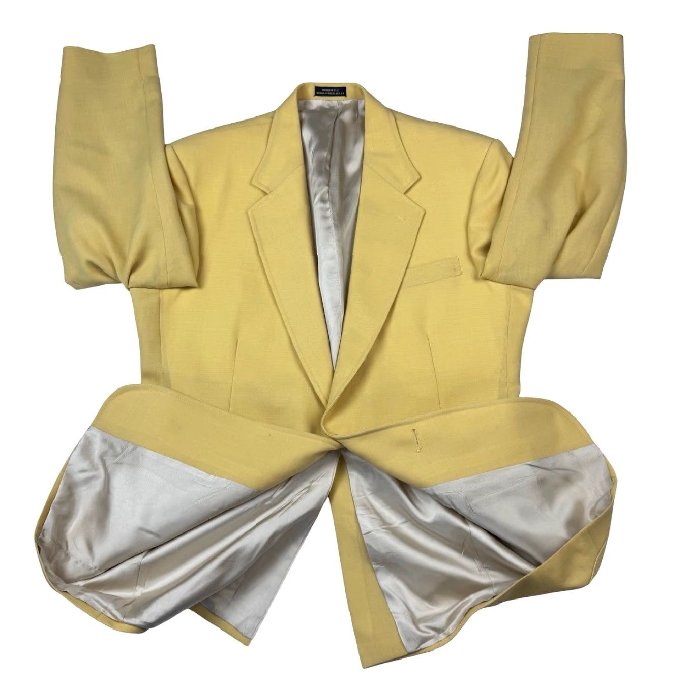 Stafford Stafford Men's Blazer 40R Yellow Polyester Blend Gold Button 2-Button Size 40R - 3 Thumbnail
