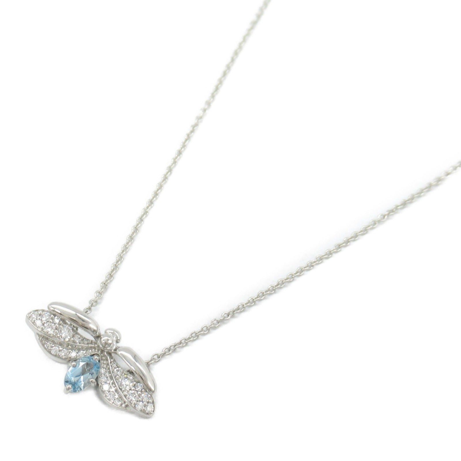 Tiffany Co Paper Flowers Firefly Necklace Aquamarine Pt950 Platinum Diamond Blue Clear