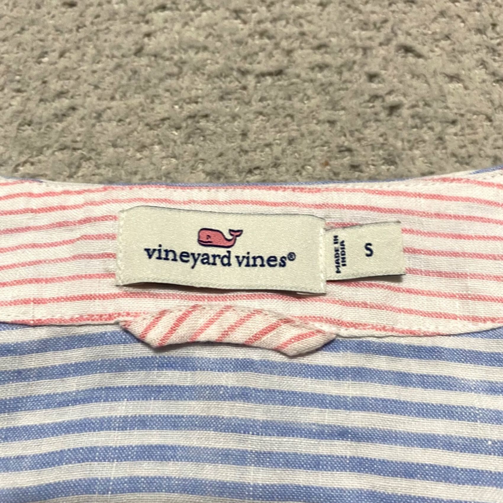 Vineyard Vines Vineyard Vines Blouse Wrap Shirt Womens S Blue Striped Linen V-Neck Beach 90s Style Size S / US 4 / IT 40 - 3 Thumbnail