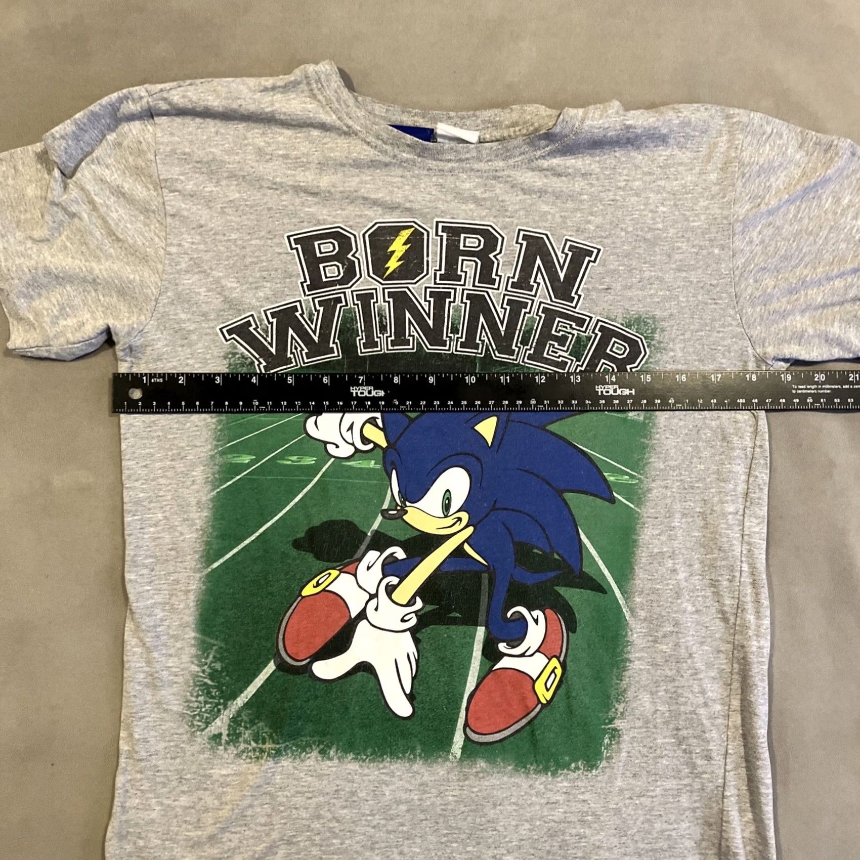 Born VINTAGE Sonic The Hedgehog T-Shirt Sonic Born Winner SEGA Video Game Graphic Print Crew Neck Short Sleeve Gray M Mens 90s Cartoon USA Size US M / EU 48-50 / 2 - 5 Thumbnail