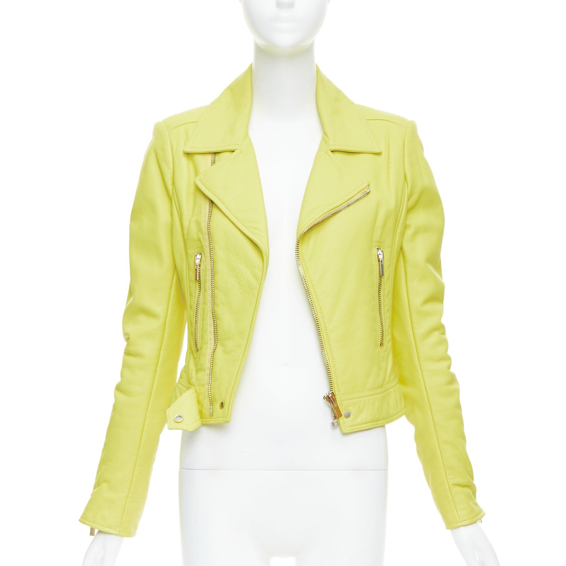 Balenciaga BALENCIAGA 2014 yellow lambskin leather crop biker jacket FR38 M Size M / US 6-8 / IT 42-44 - 1 Thumbnail