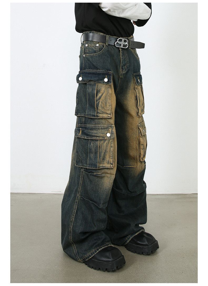 Japanese Brand × Jean American retro loose straight multi-pocket cargo jeans Size US 34 / EU 50 - 5 Thumbnail