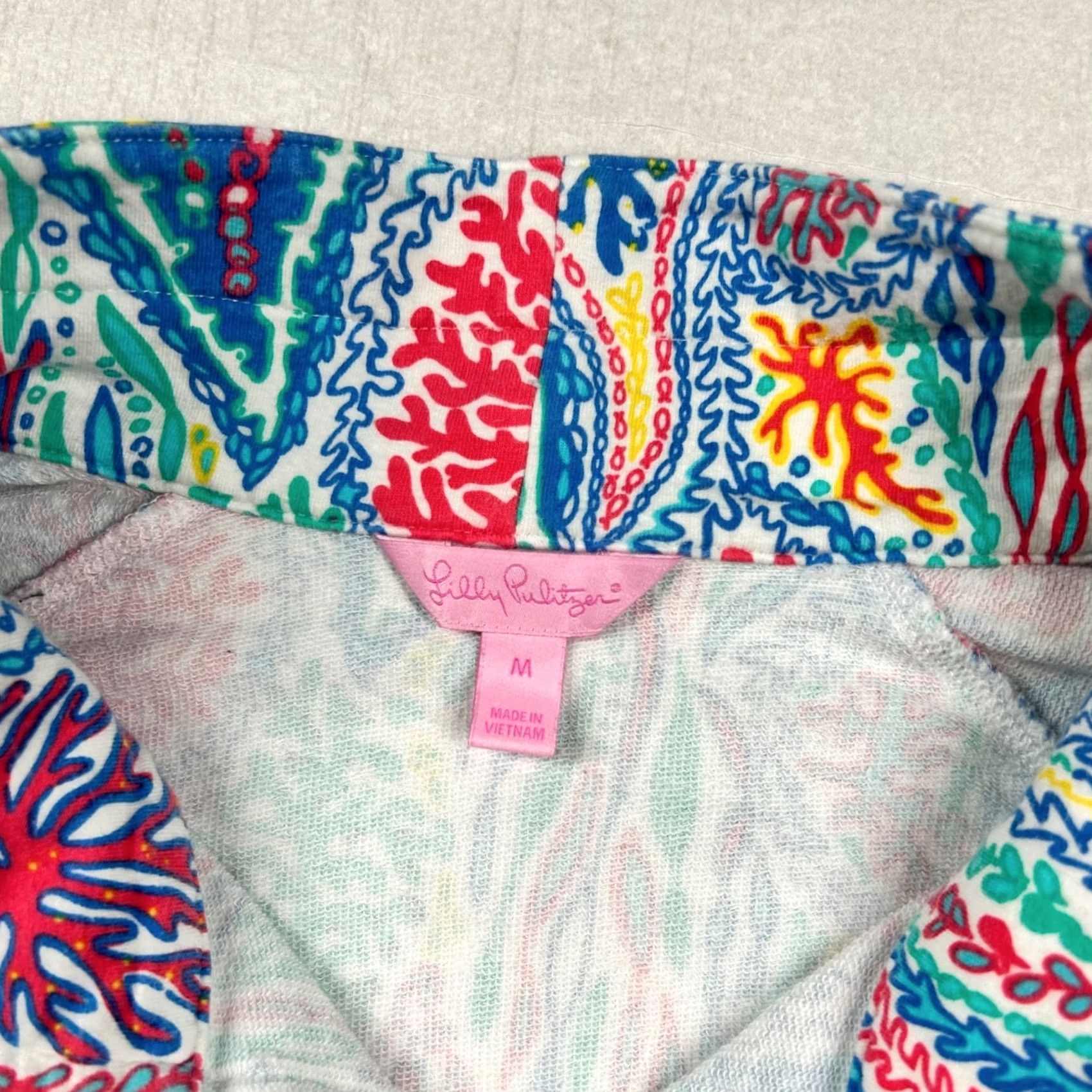 Lilly Pulitzer Lilly Pulitzer Top Womens M 1/2 Zip Pullover Geometric Coral Multicolor Mock Neck Sweatshirt Sweater Size M / US 6-8 / IT 42-44 - 3 Thumbnail