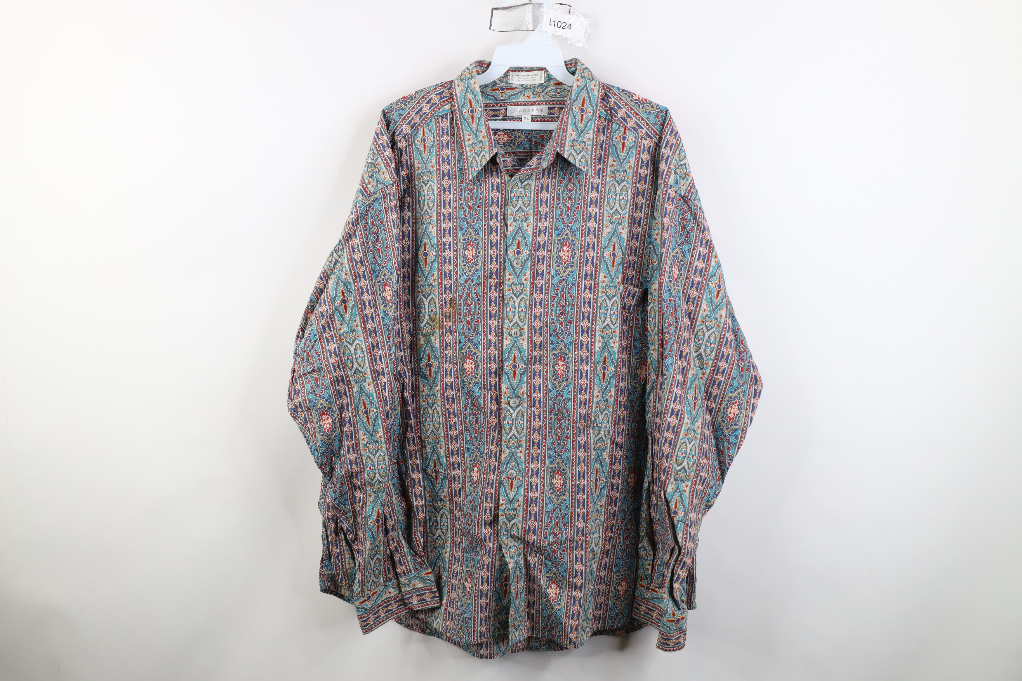 Vintage Vintage 90s Streetwear Tapestry Flower Collared Button Shirt Size US XL / EU 56 / 4 - 1 Thumbnail