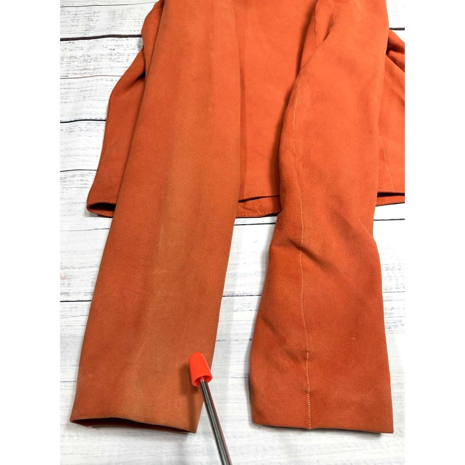 Vintage VINTAGE LTH JKT Orange Suede Leather Moto Biker Jacket Womens M Flaws Sz M Zipper Leather Suede 90s Womens Size M / US 6-8 / IT 42-44 - 5 Thumbnail