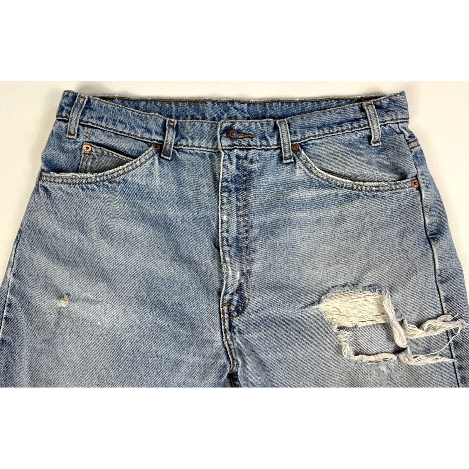 Levi's Levi's 505 Jeans Regular Fit Distressed 90s Vintage Mens Blue 35x30 Pants Straight Jeans Mens Size US 35 - 3 Thumbnail