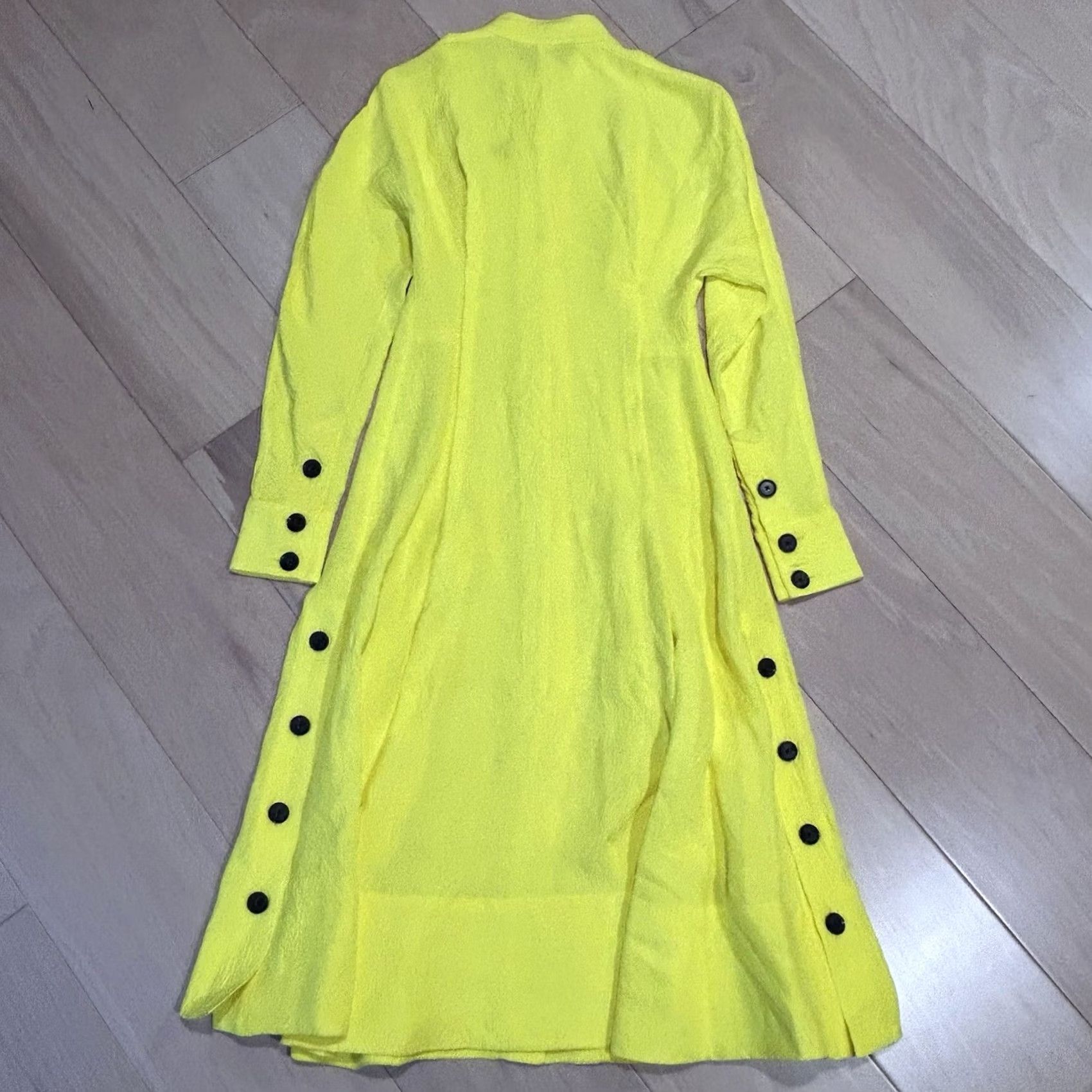Proenza Schouler Proenza Schouler Crushed Matte Neon Yellow Satin Midi Dress Women’s 0 Size XS / US 0-2 / IT 36-38 - 4 Thumbnail