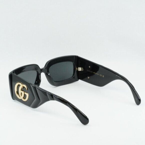 Gucci Gucci GG0811S 001 Sunglasses Black Rectangle Frame, Grey Size ONE SIZE - 12 Thumbnail