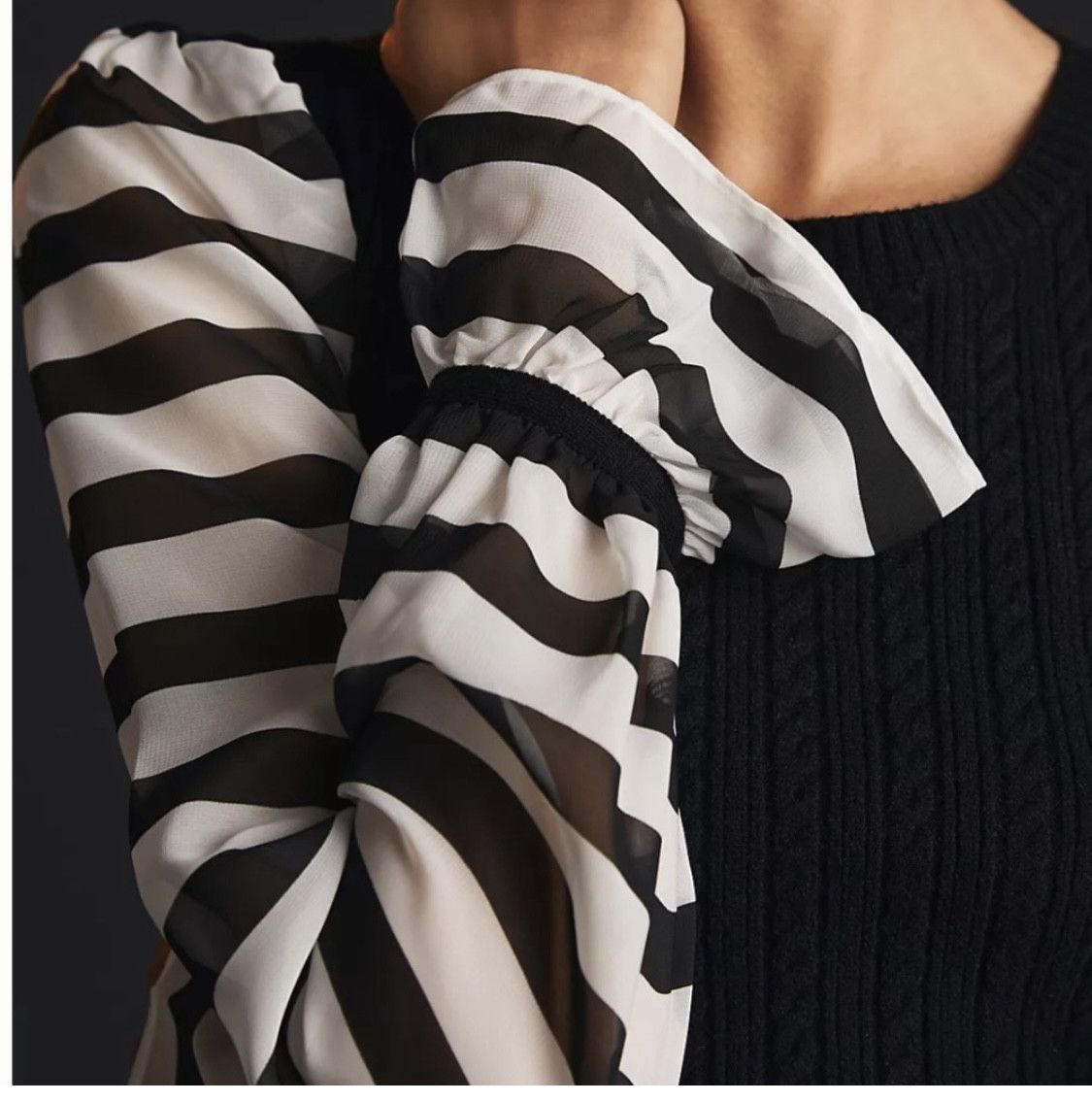 Anthropologie Maeve Contrast Sleeve Sweater Size S / US 4 / IT 40 - 3 Thumbnail