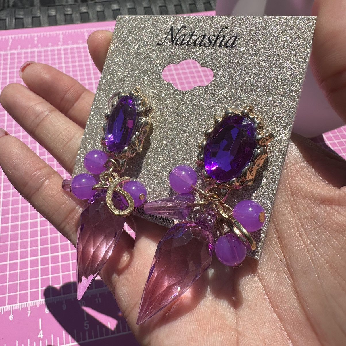 Designer Natasha gold tone Lightweight purple Crystal Size ONE SIZE - 2 Thumbnail