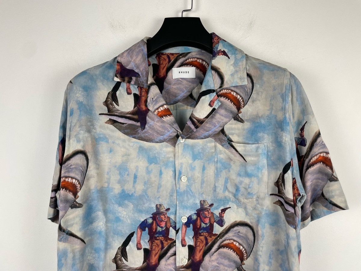Rhude Rhude Shark Printed Distressed Button Ups Shirt Size US XS / EU 42 / 0 - 6 Thumbnail