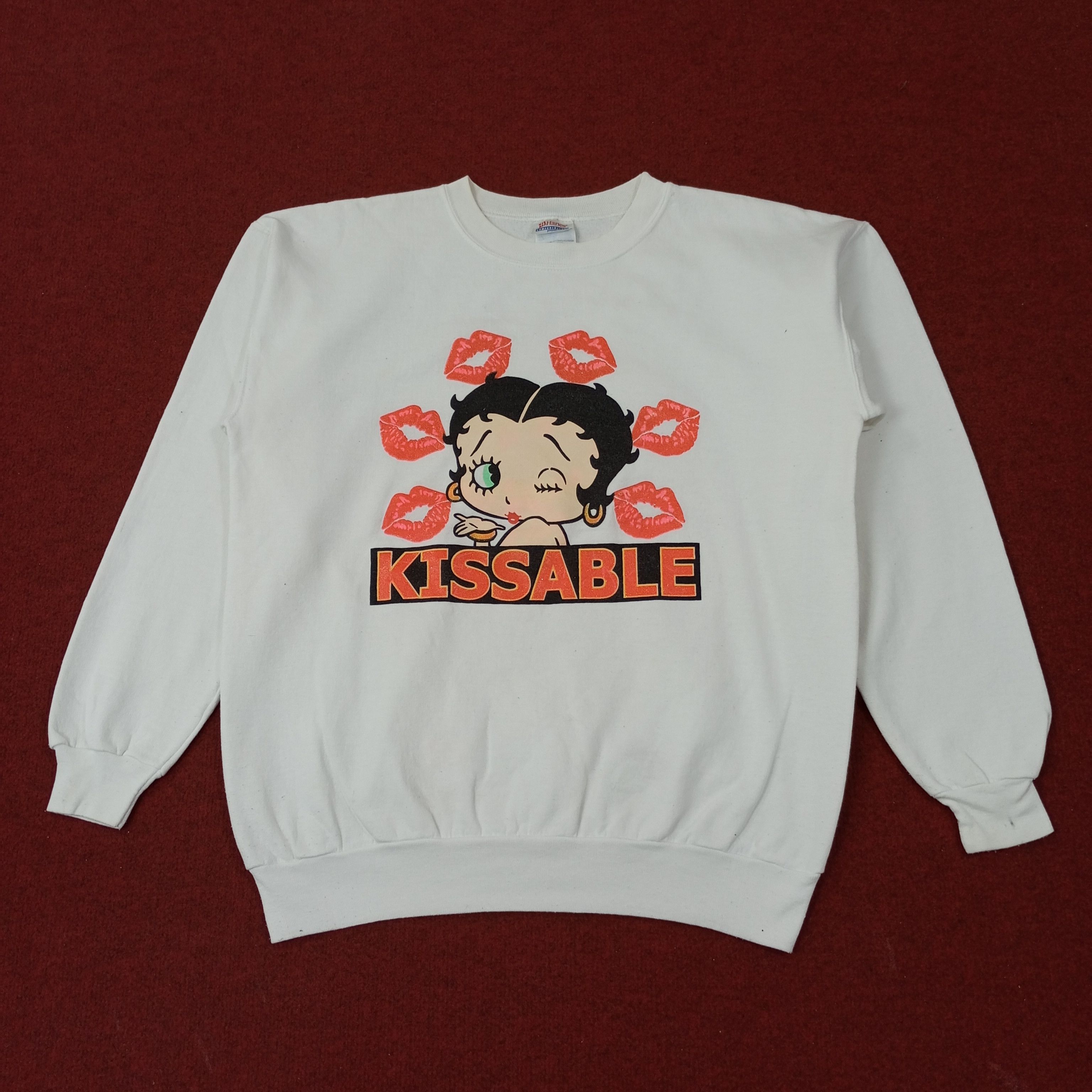 Vintage Betty Boop Kissable Cartoon Vintage Sweatshirt c238n2 Size US M / EU 48-50 / 2 - 1 Thumbnail
