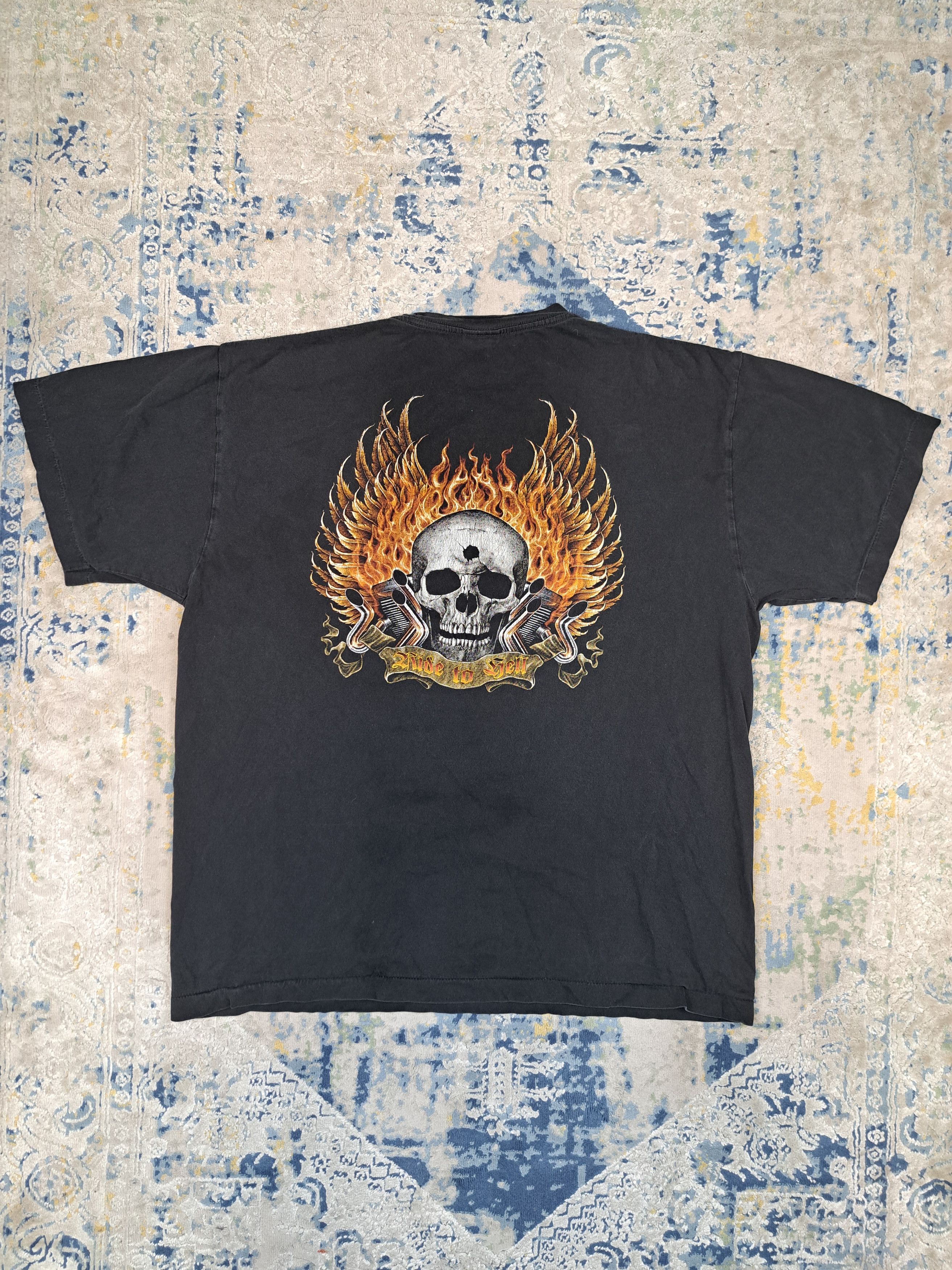 Vintage Vintage 00s Ghost Rider Motorcycle Flames Skull Drip y2k Size US L / EU 52-54 / 3 - 2 Thumbnail