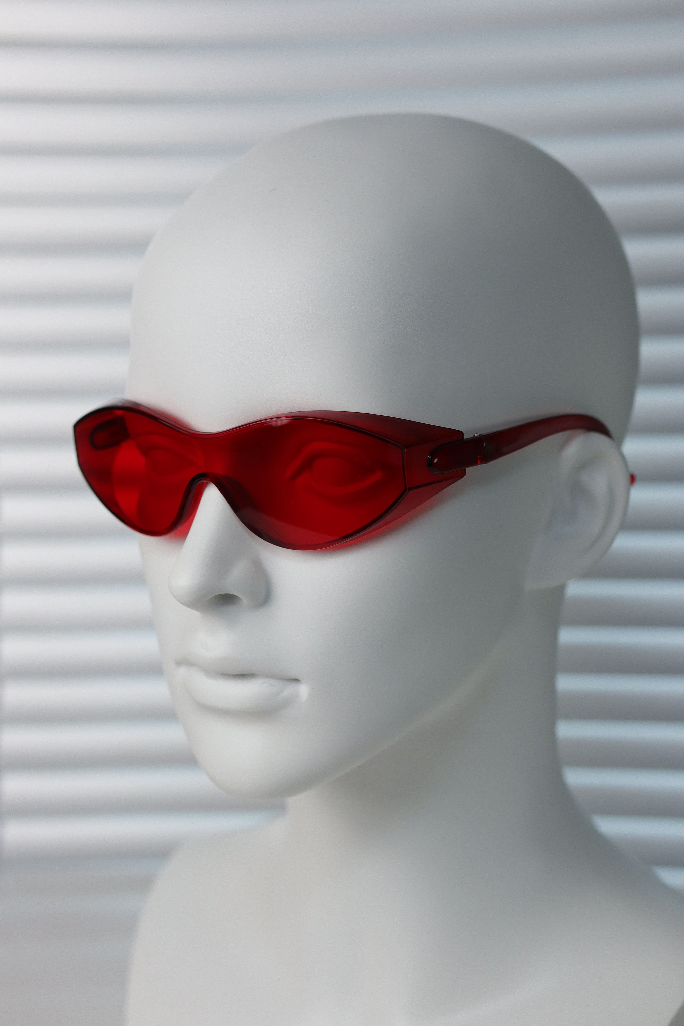 Japanese Brand Y2k Large Wide Safety Glasses Sunglasses Red Unisex One Size Size ONE SIZE - 8 Thumbnail