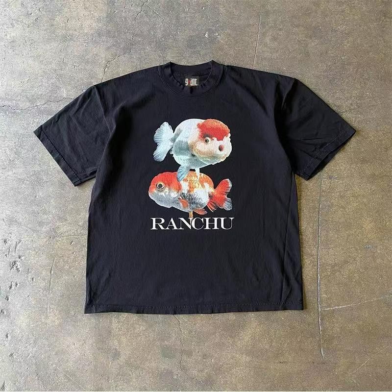 Japanese Brand × Vintage Black casual retro cute goldfish print cotton t-shirt Size US M / EU 48-50 / 2 - 1 Thumbnail