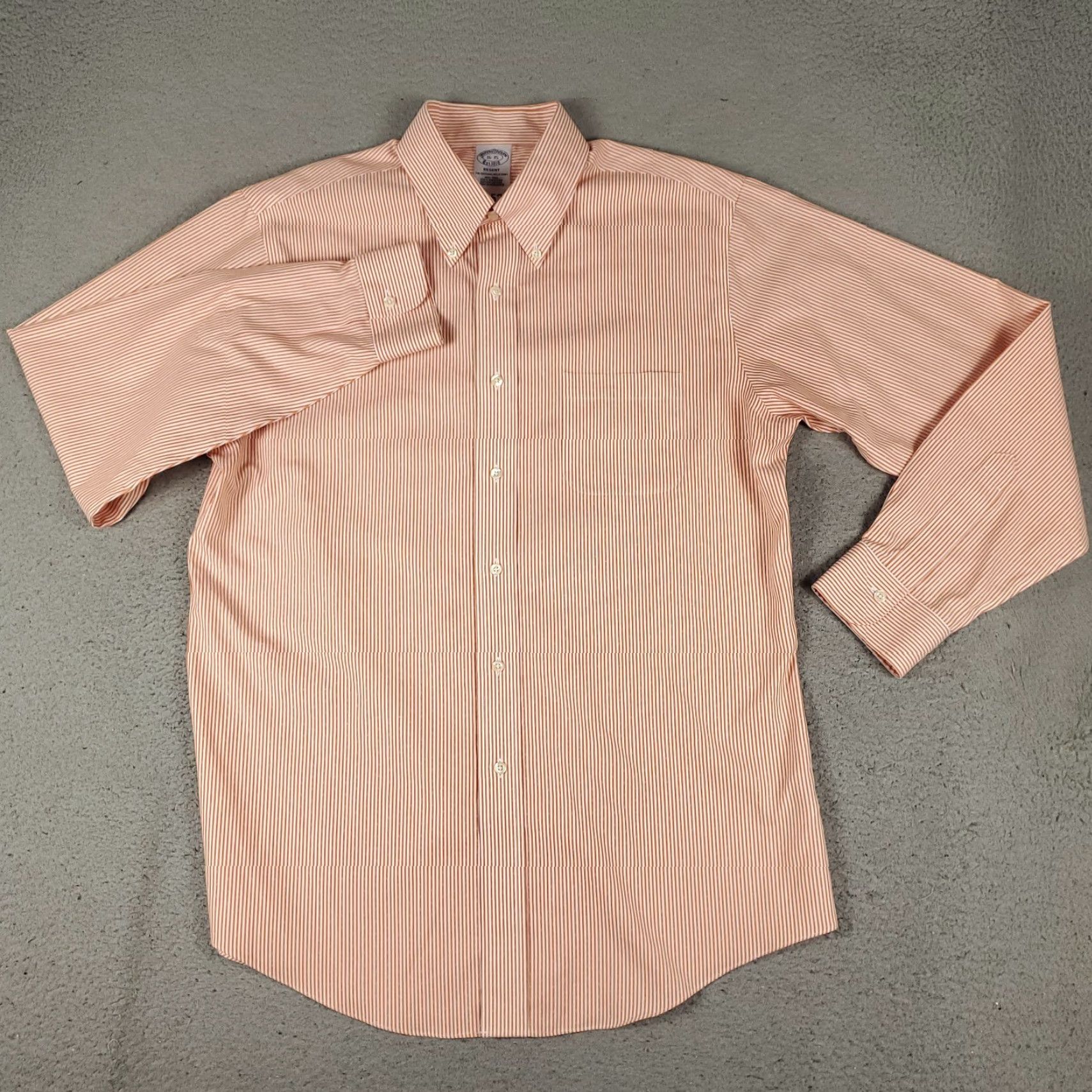 Brooks Brothers Brooks Brothers Shirt Mens 16 Orange Striped Regent Dress Button Up Long Sleeve Shirt Size 42R - 2 Thumbnail