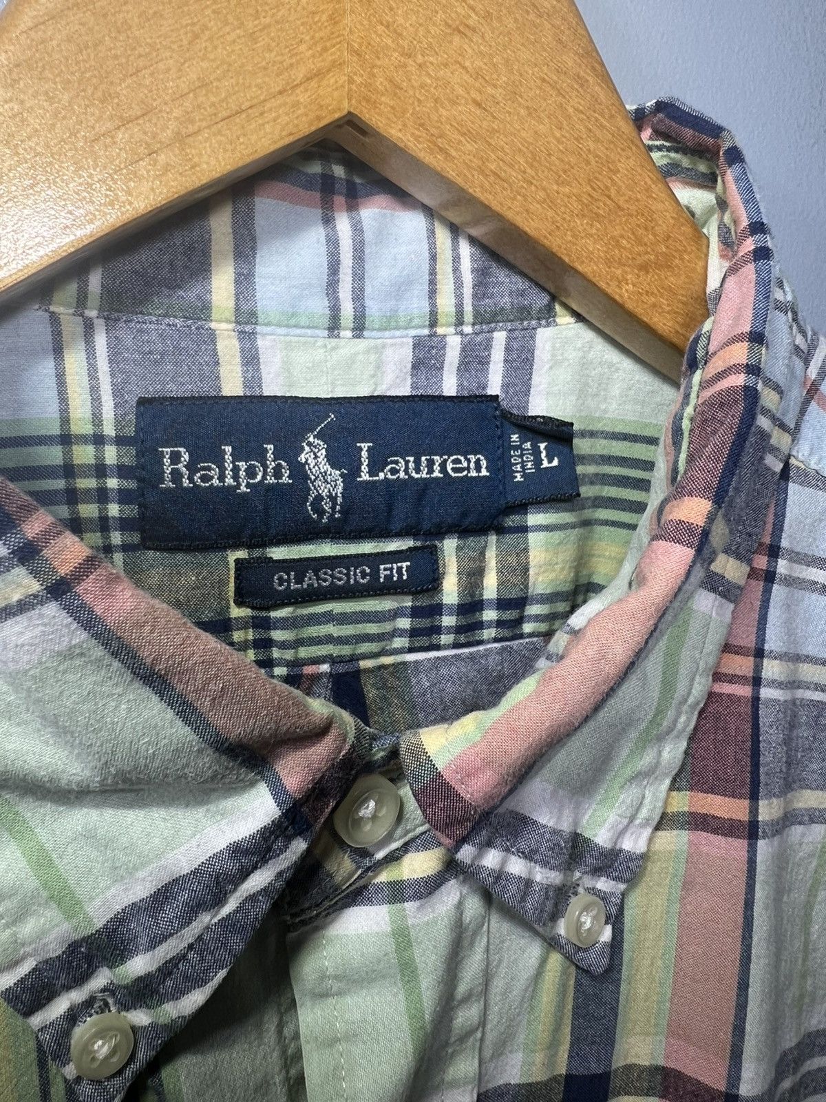 Polo Ralph Lauren Polo Ralph Lauren Shirt Mens L Green Blue Plaid Short Sleeve Size US L / EU 52-54 / 3 - 3 Thumbnail