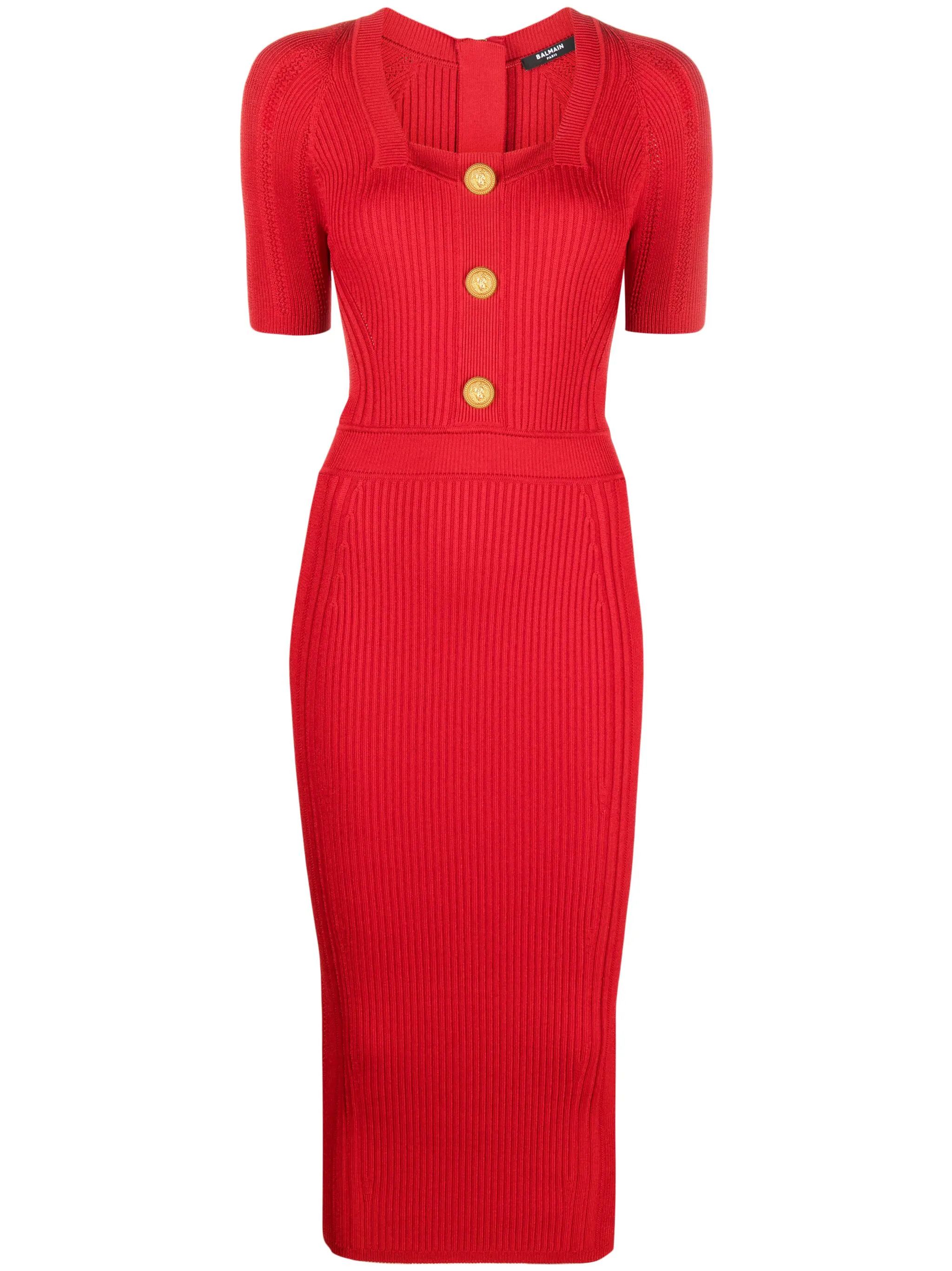 【関税＆送料込み】Balmain Burgundy Viscose Blend Dress Balmain Burgundy Viscose Blend Dress in Red | Lyst