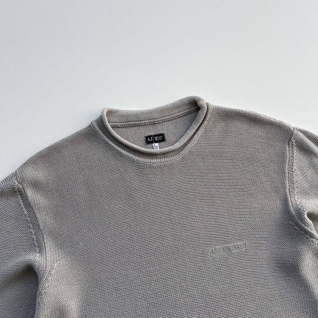 Armani × Emporio Armani × Vintage Armani Jeans Vintage Cotton Knit Sweater Grey Made in Italy Size US XL / EU 56 / 4 - 2 Thumbnail