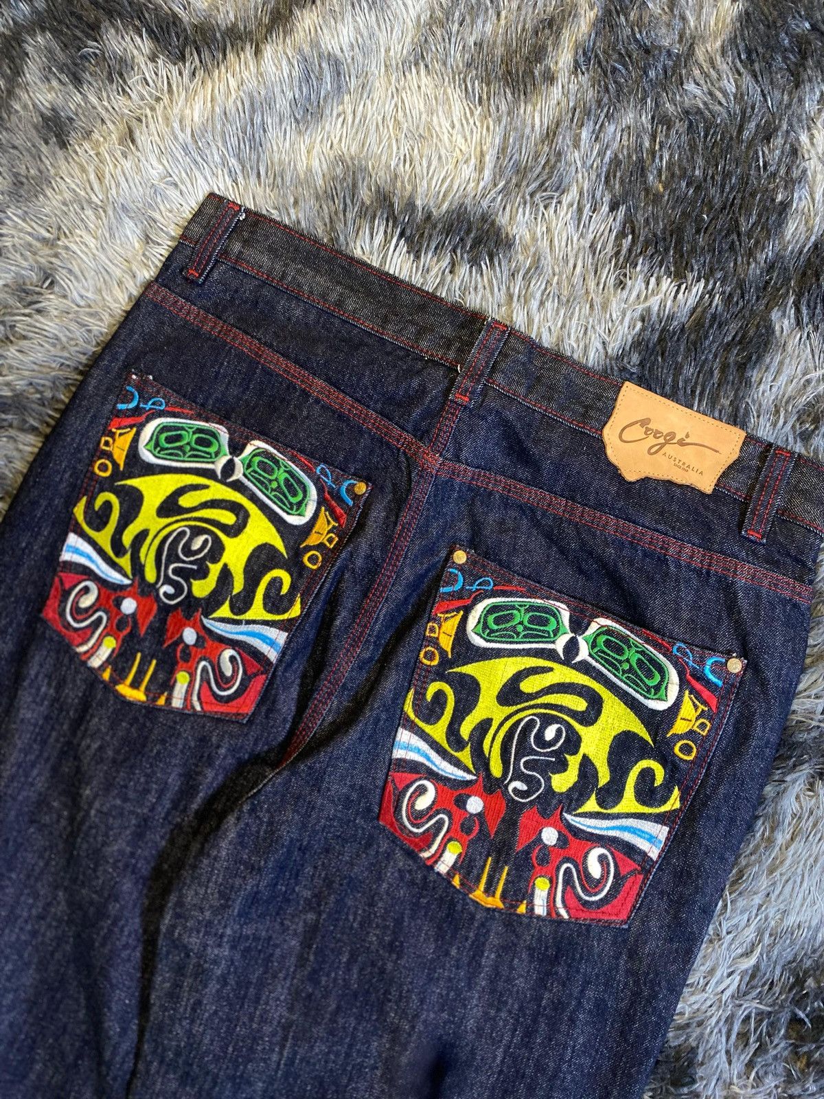 Coogi Coogi Australian Aboriginal Mask Embroidery Baggy Jeans. Size US 38 / EU 54 - 2 Thumbnail