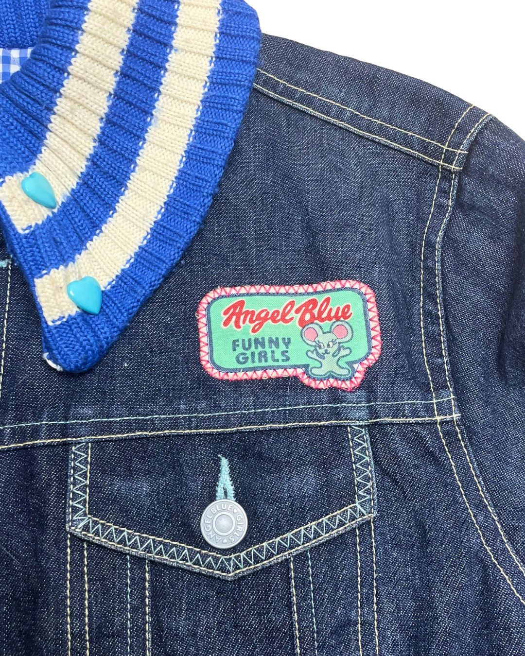 Angel Blue Angel Blue Knit Collar Denim Jacket Size M / US 6-8 / IT 42-44 - 5 Thumbnail