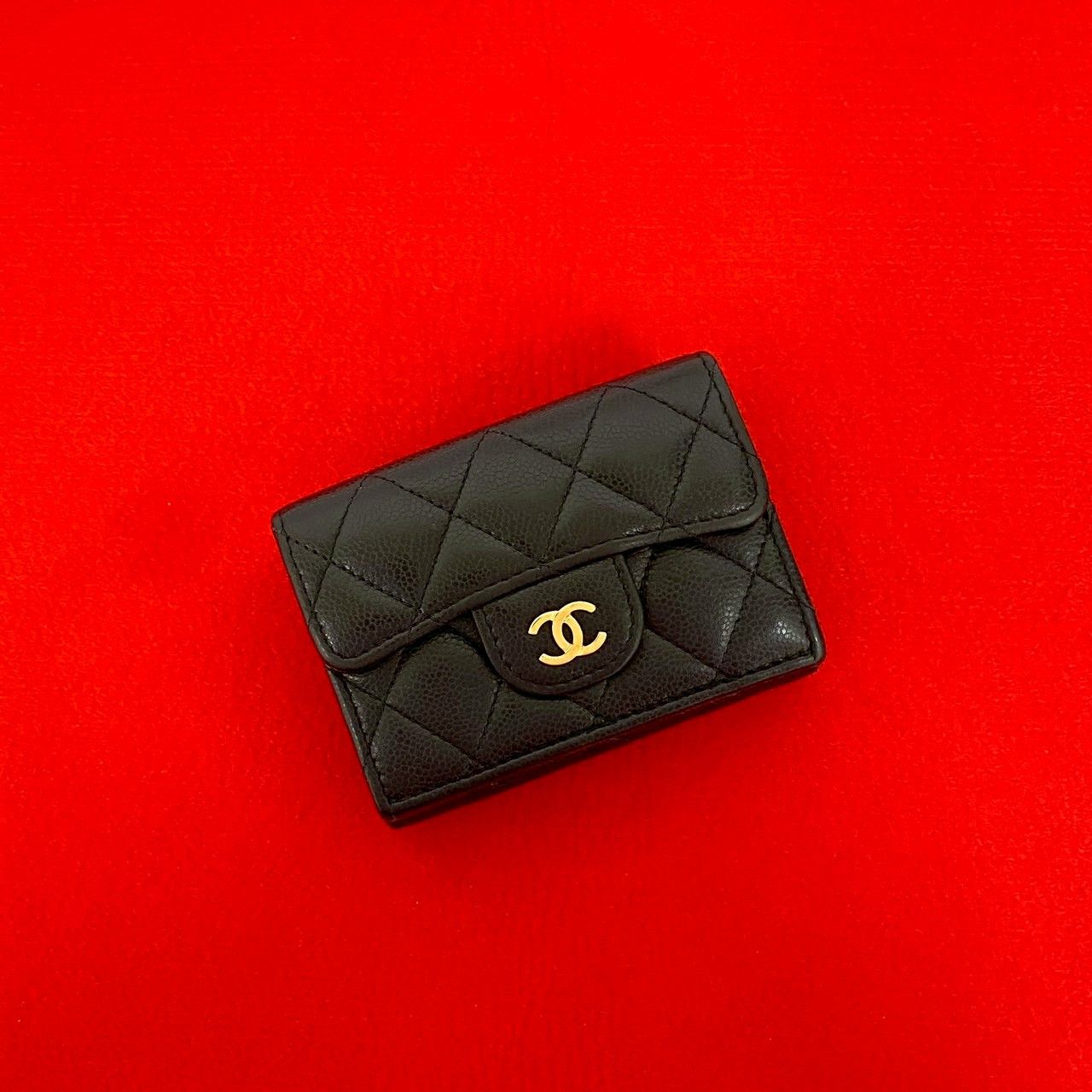 Chanel Chanel Matelasse Caviar Leather Tri-fold Wallet Leather Short Wallet DUTY FREE for USA