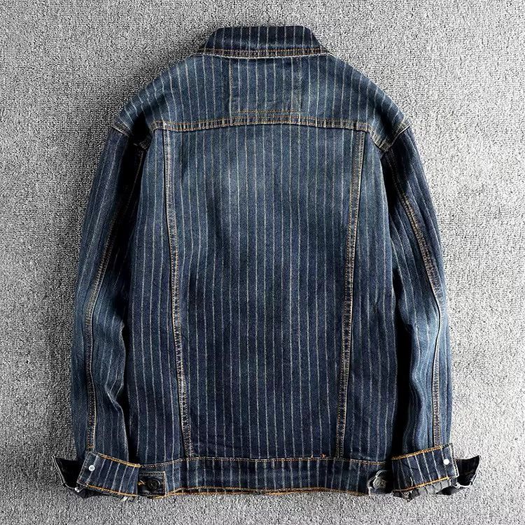 Japanese Brand Retro Striped Old Vintage Washed Denim Jacket Size US L / EU 52-54 / 3 - 2 Thumbnail