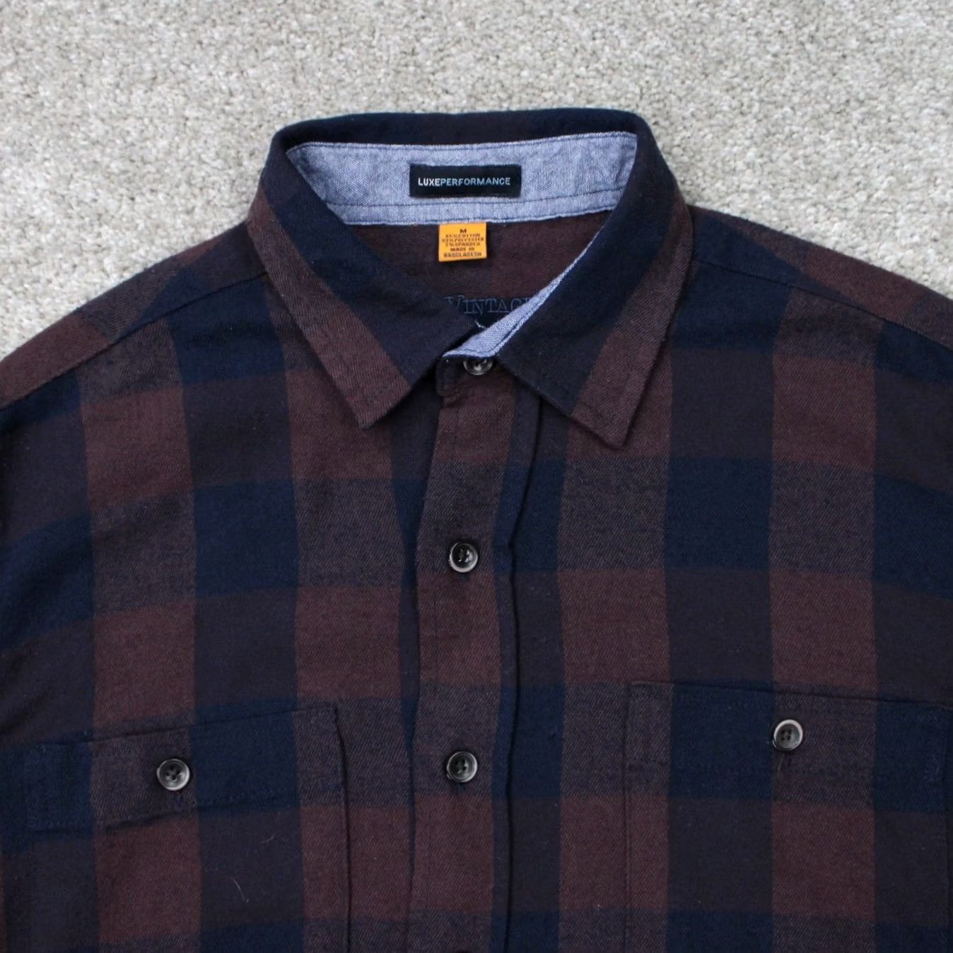 Vintage Tailor Vintage Shirt Mens Medium Red/Blue Luxe Performance Flannel Stretch L/S Size US M / EU 48-50 / 2 - 6 Thumbnail