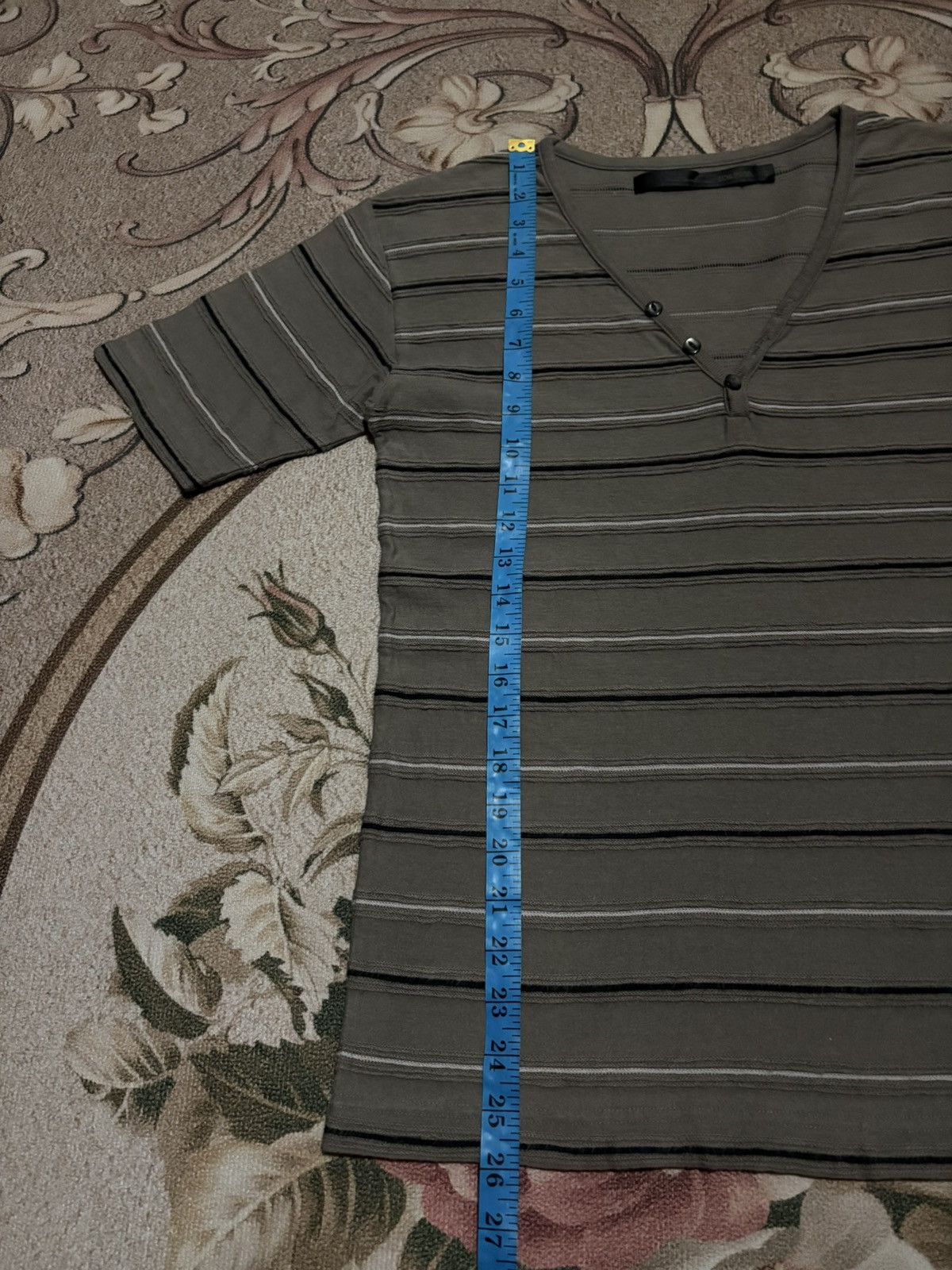 Designer × Japanese Brand × Schlussel Japanese Brand SCHLUSSEL Striped Vneck T-Shirt Size US S / EU 44-46 / 1 - 9 Thumbnail