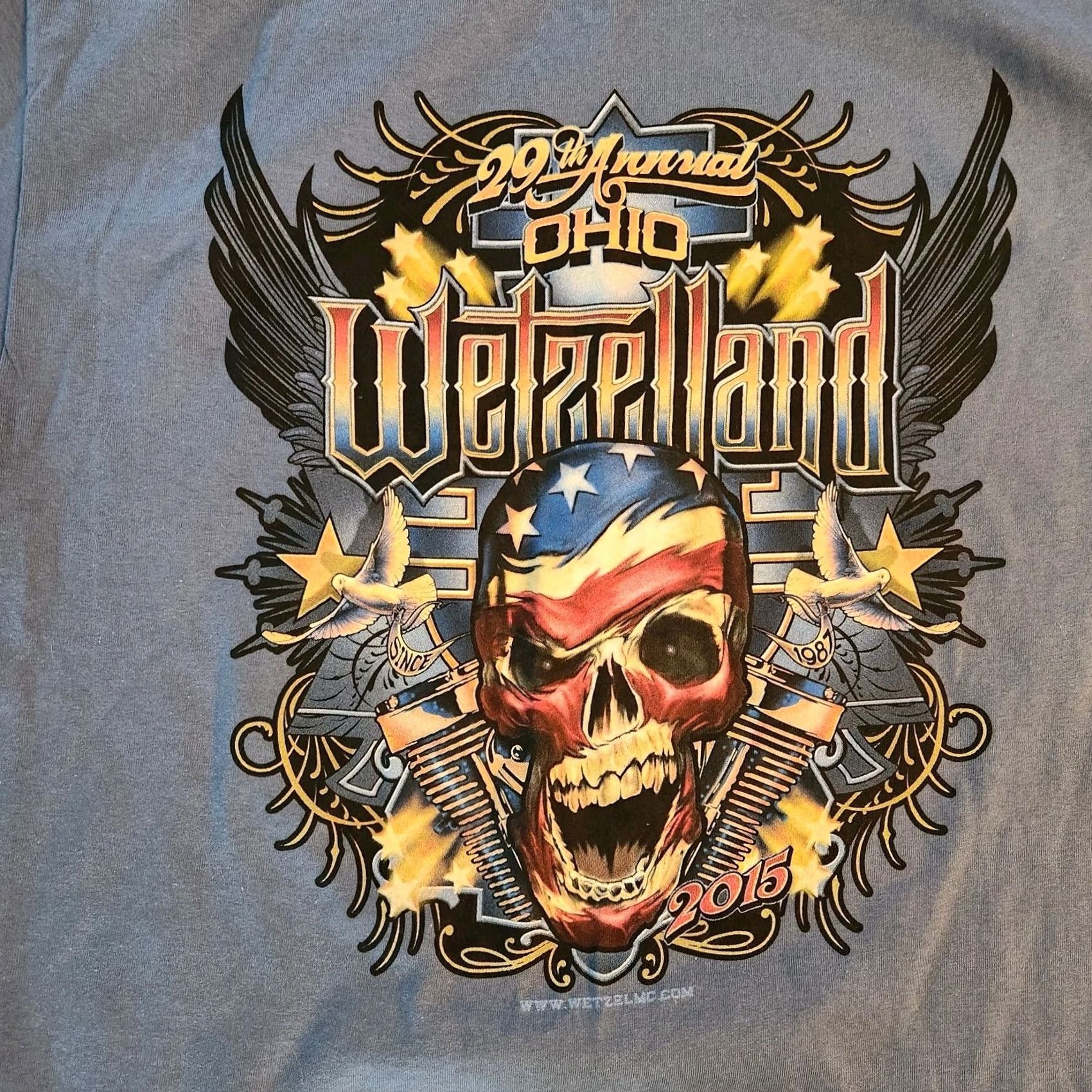 Vintage Wetzelland 2015 T Shirt Mens XL Blue Biker Motorcycle Ohio Rally Concert Tee Size US XL / EU 56 / 4 - 2 Thumbnail