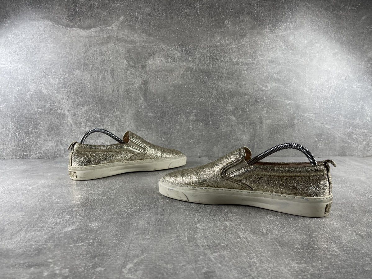 Gucci Gucci Metallic Gold Textured Leather Slip On Sneakers Size US 8 / IT 38 - 5 Thumbnail