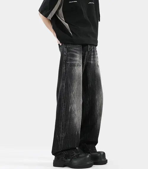 VIBE American street men's cleanfit washed straight flared jeans Size US 32 / EU 48 - 2 Thumbnail